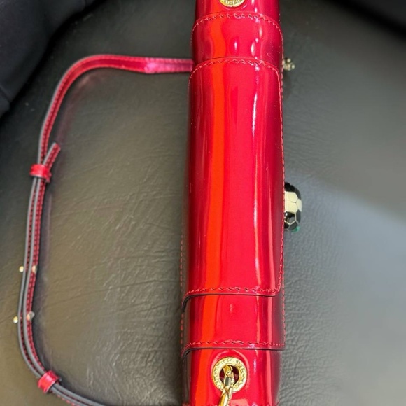 Bvlgari Serpenti Forever Square Crossbody Shoulder Bag Metallic Red Leather Smal - Picture 5 of 14